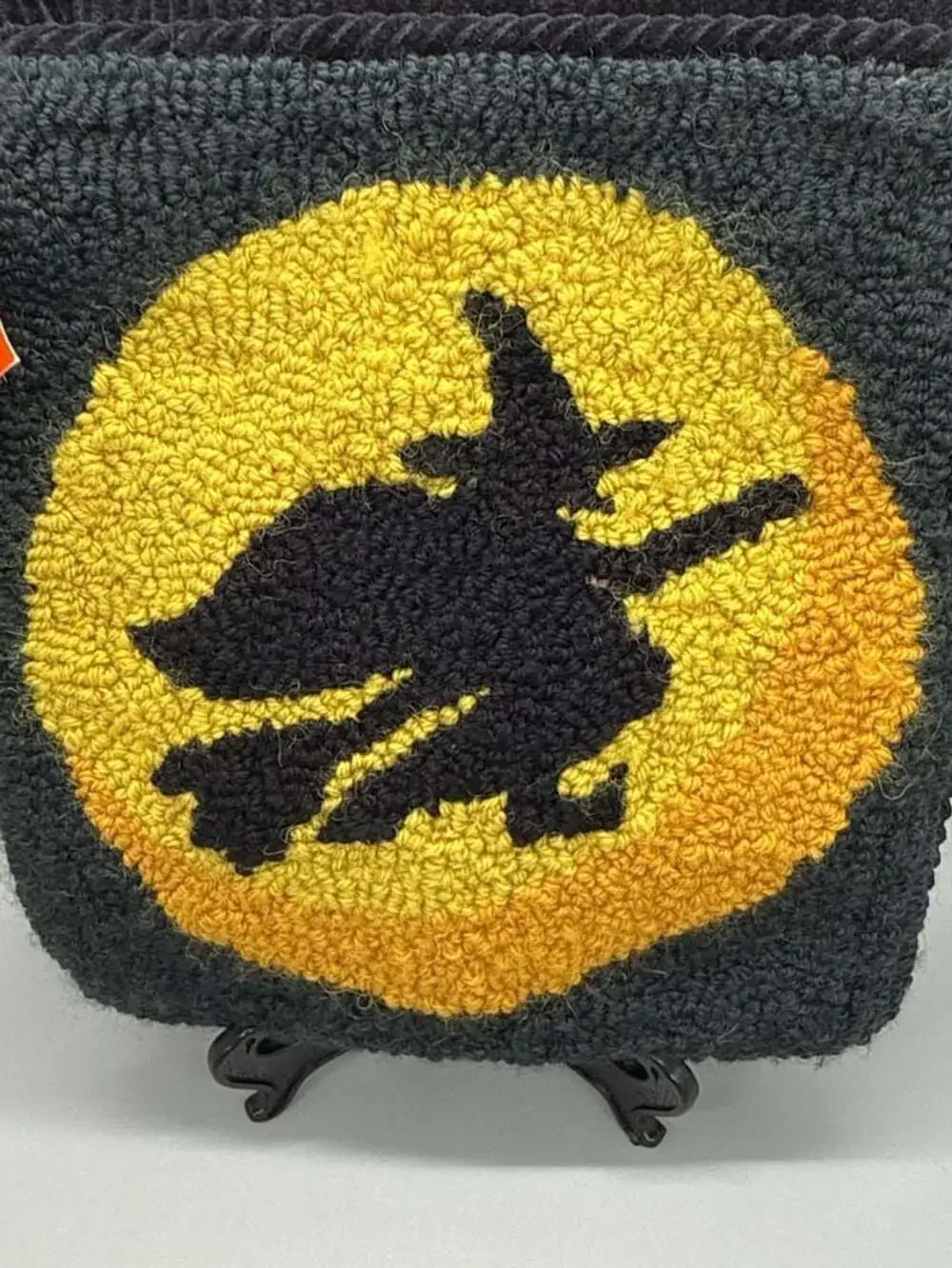Canterbury Collection Black Witch Pot Holder Hooked Corduroy Handmade NWT Vtg